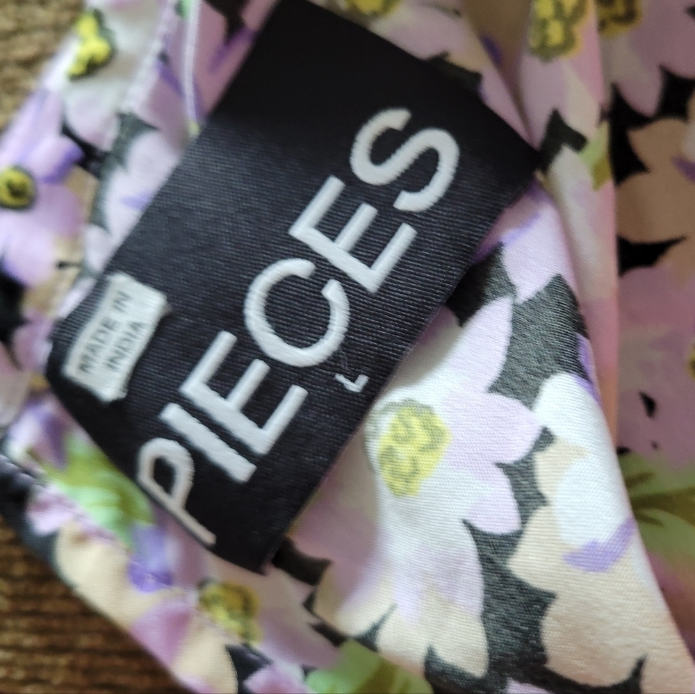 PIECES Women's Purple Long Sleeve Floral Midi Dress Size Large - Picture 6 of 7